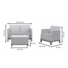 Dārza mēbeļu komplekts Scandi Forma 2 Seater Set gaiši pelēks/tumša tērauda pelēks