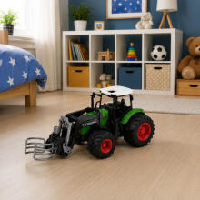 Agricultural Farm Tractor with Bale Grabber Rubber Wheels Green 1:24