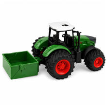 Lauksaimniecības traktors ar mēslojuma izkliedētāju gumijas riepām zaļš 1:24