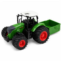 Lauksaimniecības traktors ar mēslojuma izkliedētāju gumijas riepām zaļš 1:24