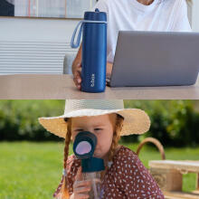 Hydro Team Set: 690 ml Midnight Insulated Bottle + 450 ml Indigo Rose Tritan Water Bottle with Straw, b.box