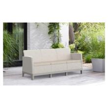 Dārza dīvāns divvietīgs Scandi Form 3 Seater Sofa oļu pelēks/gaiši bēšs