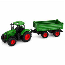 Lauksaimniecības traktors ar izkraušanas piekabi gumijas riepām zaļš 1:24