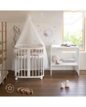 Waldin Baby Collection Bed Crib  7 in 1 Art.297432 White Koka daudzfunkcionāla gulta 7 vienā ar matraci
