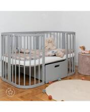 Waldin Baby Collection Bed Crib  7 in 1 Art.297433 Grey Koka daudzfunkcionāla gulta 7 vienā ar matraci