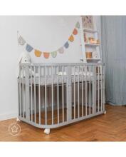 Waldin Baby Collection Bed Crib  7 in 1 Art.297433 Grey Koka daudzfunkcionāla gulta 7 vienā ar matraci