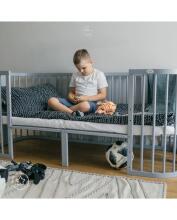 Waldin Baby Collection Bed Crib  7 in 1 Art.297433 Grey Koka daudzfunkcionāla gulta 7 vienā ar matraci