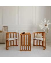 Waldin Oval Baby Collection Bed Crib  7 in 1 Art.297435 Vintage Koka ovāla daudzfunkcionāla gulta 7 vienā ar matraci
