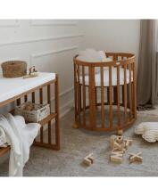Waldin Oval Baby Collection Bed Crib  7 in 1 Art.297435 Vintage Koka ovāla daudzfunkcionāla gulta 7 vienā ar matraci