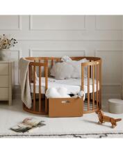 Waldin Oval Baby Collection Bed Crib  7 in 1 Art.297435 Vintage Koka ovāla daudzfunkcionāla gulta 7 vienā ar matraci