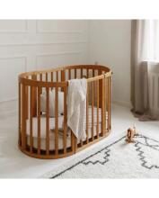 Waldin Oval Baby Collection Bed Crib  7 in 1 Art.297435 Vintage Koka ovāla daudzfunkcionāla gulta 7 vienā ar matraci