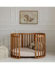 Waldin Oval Baby Collection Bed Crib  7 in 1 Art.297435 Vintage Koka ovāla daudzfunkcionāla gulta 7 vienā ar matraci