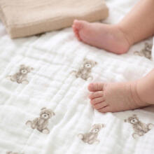 DIAPER TRIO CRUSHED MUSLIN 120x120, 70x60, 30x35 3PCS TEDDY BEIGE