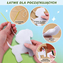 Radošs izšūtu dzīvnieku komplekts filca mīksto leļļu DIY suņiem 6 gab.