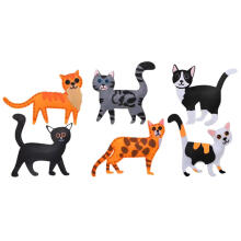 Creative Set of Sewing Plush Toys Felt Cats Plushies DIY 6 pcs.