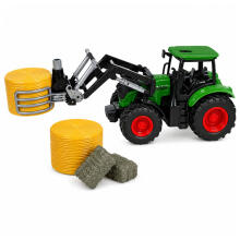 Lauksaimniecības komplekts traktors ar siena pacēlāju lauksaimniecības piekabe 1:24