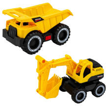Construction Vehicle Set Excavator Dumper Moving Lights Sounds Yellow