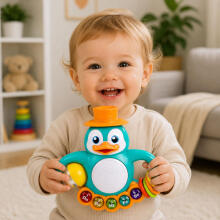 Interactive Toy Penguin Piano Drum Beads Rattling Ball