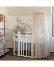 Waldin Oval Baby Collection Bed Crib  7 in 1 Art.297541 White Multifunctional wooden 7-in-1 transforming crib
