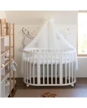 Waldin Oval Baby Collection Bed Crib  7 in 1 Art.297541 White Multifunctional wooden 7-in-1 transforming crib
