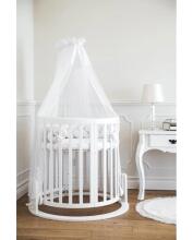 Waldin Oval Baby Collection Bed Crib  7 in 1 Art.297541 White Multifunctional wooden 7-in-1 transforming crib