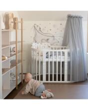 Waldin Oval Baby Collection Bed Crib  7 in 1 Art.297541 White Multifunctional wooden 7-in-1 transforming crib