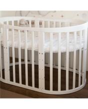 Waldin Oval Baby Collection Bed Crib  7 in 1 Art.297541 White Multifunctional wooden 7-in-1 transforming crib