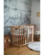 Waldin Oval Baby Collection Bed Crib  7 in 1 Art.297542 Natural Wood Многофункциональная овальная деревянная кроватка-трансформер 7 в 1 с матрасом