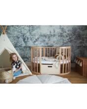 Waldin Oval Baby Collection Bed Crib  7 in 1 Art.297542 Natural Wood Многофункциональная овальная деревянная кроватка-трансформер 7 в 1 с матрасом