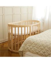 Waldin Oval Baby Collection Bed Crib  7 in 1 Art.297542 Natural Wood Многофункциональная овальная деревянная кроватка-трансформер 7 в 1 с матрасом