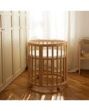 Waldin Oval Baby Collection Bed Crib  7 in 1 Art.297542 Natural Wood Многофункциональная овальная деревянная кроватка-трансформер 7 в 1 с матрасом
