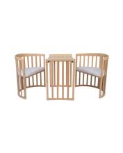Waldin Oval Baby Collection Bed Crib  7 in 1 Art.297542 Natural Wood Многофункциональная овальная деревянная кроватка-трансформер 7 в 1 с матрасом
