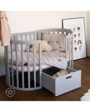 Waldin Oval Baby Collection Bed Crib  7 in 1 Art.297543 Grey  Koka ovāla daudzfunkcionāla gulta 7 vienā ar matraci