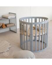 Waldin Oval Baby Collection Bed Crib  7 in 1 Art.297543 Grey  Koka ovāla daudzfunkcionāla gulta 7 vienā ar matraci