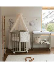 Waldin Oval Baby Collection Bed Crib  7 in 1 Art.297544 Olive Многофункциональная овальная деревянная кроватка-трансформер 7 в 1 с матрасом