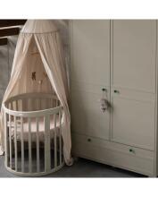 Waldin Oval Baby Collection Bed Crib  7 in 1 Art.297544 Olive Многофункциональная овальная деревянная кроватка-трансформер 7 в 1 с матрасом