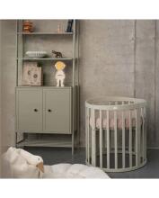 Waldin Oval Baby Collection Bed Crib  7 in 1 Art.297544 Olive Многофункциональная овальная деревянная кроватка-трансформер 7 в 1 с матрасом