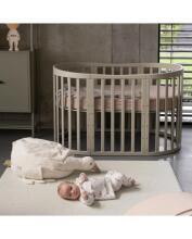 Waldin Oval Baby Collection Bed Crib  7 in 1 Art.297544 Olive Многофункциональная овальная деревянная кроватка-трансформер 7 в 1 с матрасом