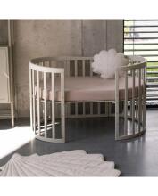 Waldin Oval Baby Collection Bed Crib  7 in 1 Art.297544 Olive Многофункциональная овальная деревянная кроватка-трансформер 7 в 1 с матрасом