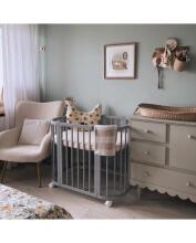 Waldin  Bed Crib  5 in 1 Art.297545 Grey Koka  daudzfunkcionāla gulta 5 vienā ar matraci