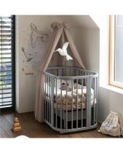 Waldin  Bed Crib  5 in 1 Art.297545 Grey Koka  daudzfunkcionāla gulta 5 vienā ar matraci