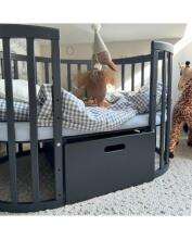Waldin  Drawer 7 in 1 Collection Art.297558 Graphite The storage drawer is compatible with both the classic 7-in-1 crib and the oval 7-in-1 crib.