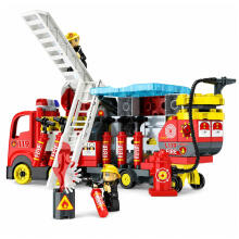 Foldable Fire Truck Blocks Firefighter Figures Lights Sounds 94 pcs.