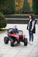 Akumulatora auto - 12V - 4WD - ādas sēdekļi - NEL918 - MOSTER - SARKANS