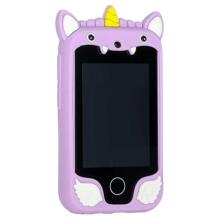 Ikonka Art.KX2715 Telefon smartfon dla dzieci aparat kamera karta 8GB fioletowy jednorożec