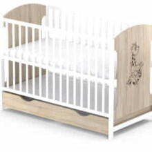 Elf Bed Meadow Drawer Art.298056 White\Pine Wooden baby crib with a storage drawer (120x60 cm)