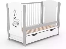 Elf Bed Zephyr Drawer Art.298057 White\Grey Wooden baby crib with a storage drawer (120x60 cm)