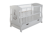 Elf Bed Zephyr Drawer Art.298057 White\Grey Wooden baby crib with a storage drawer (120x60 cm)