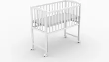 Elf Bed Mist Art.298059 White Детская деревянная кроватка/колыбелька на колёсиках 90x40см