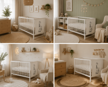 Elf Bed Bloom Art.298070 White Wooden baby crib 120x60 cm